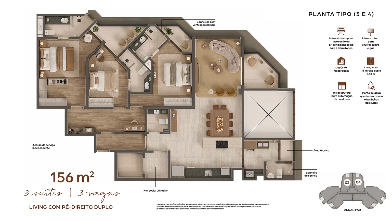 Planta Planta Tipo (3 e 4) — 156 m²